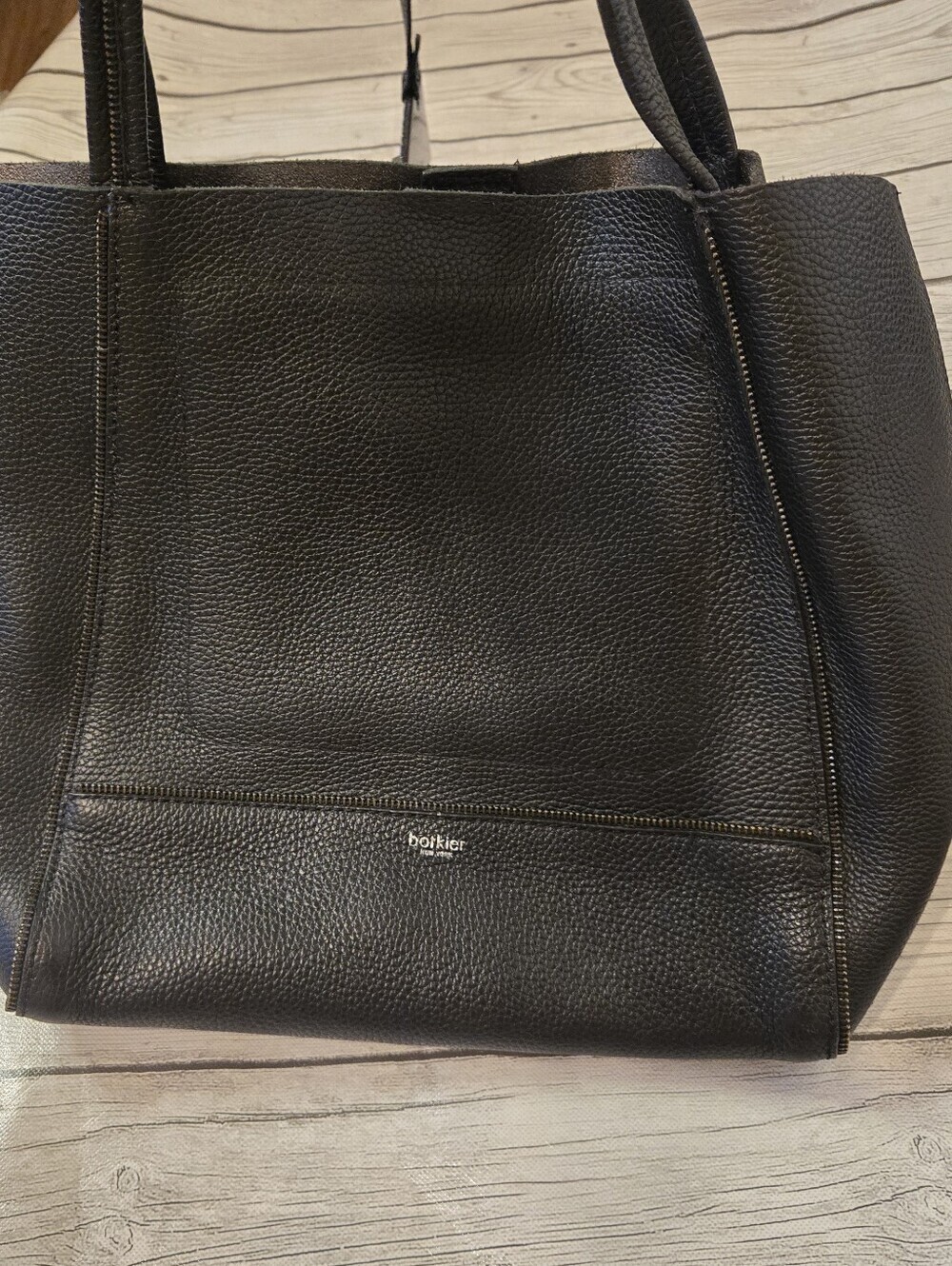 Botkier Soho Unique Zip Accent Black Pebbled Leather Shoulder Tote Bag Large - Picture 14 of 15